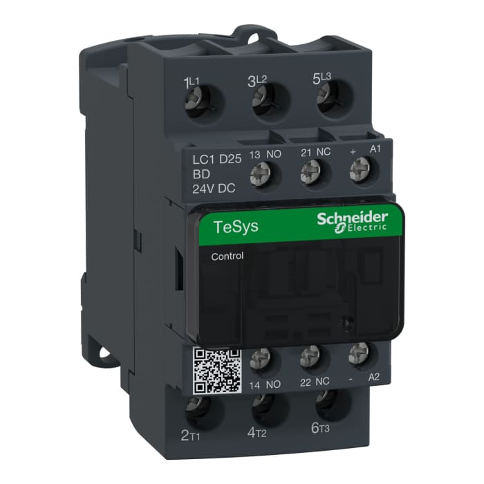 Contacteur Schneider Electric série LC1D, 3 pôles , 3NO, 40 A, 24 V c.c., 11 kW