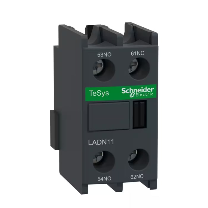 Schneider Electric Auxiliary Contact Block, 2 Contact, 1NC + 1NO, Front Mount, TeSys LADN