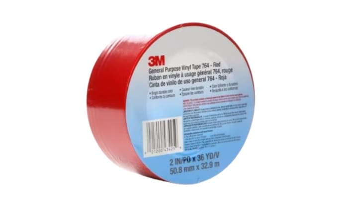 Ruban Vinyle à Usage Général 3M™ 764, Rouge, 50 mm x 33 m, 0.13 mm