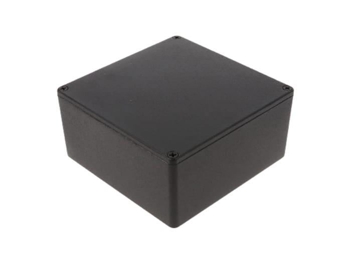 Hammond 1590 Series Black Die Cast Aluminium Enclosure, IP54, Black Lid, 119.5 x 119.5 x 55mm