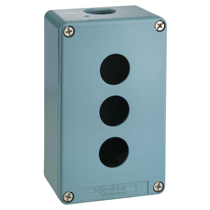 Boîtier de bouton-poussoir Schneider Electric Harmony XAP, 3 découpes, en Métal Bleu, Ø 22mm
