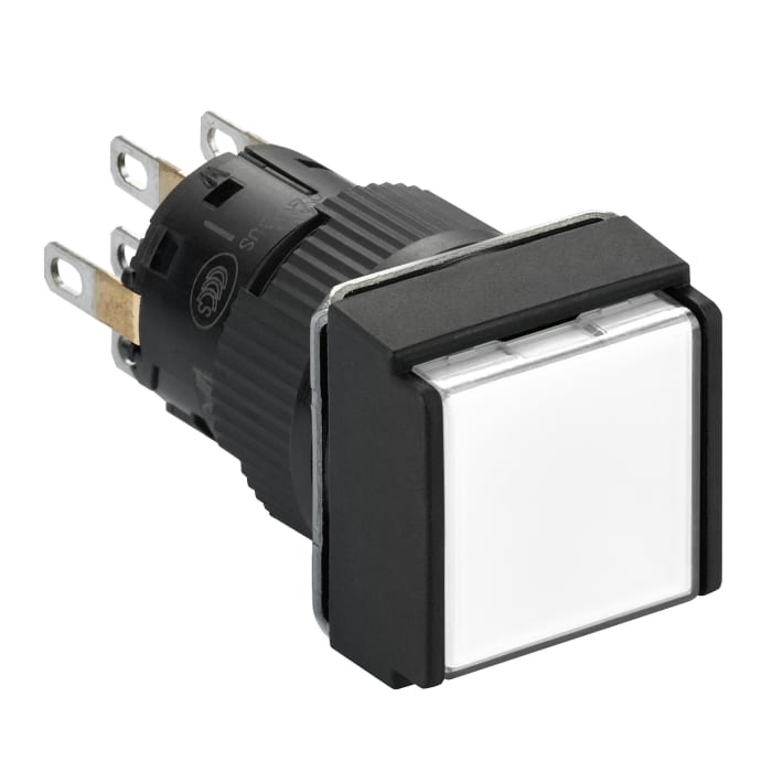 Bouton-poussoir série Harmony XB6, Action rapide lumineux, LED Blanc, DPDT, 1A, Montage panneau 12 → 24V