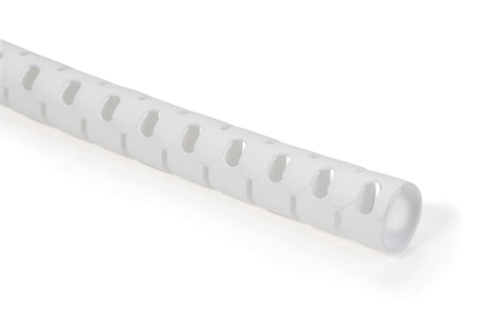 Gaine de câble spiralée HellermannTyton, Ø 23mm → 27mm, Ø interne 25mm, Blanc, en Polypropylène