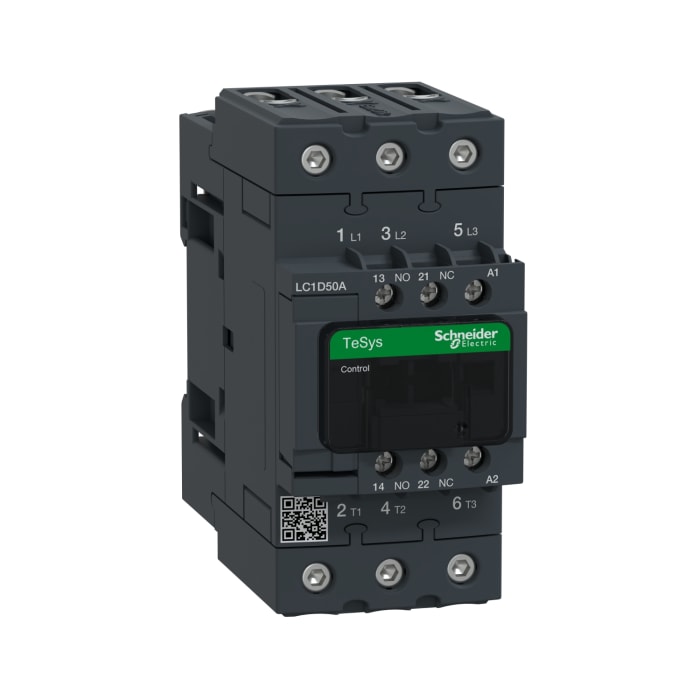 LC1D50AM7 Schneider Electric, Schneider Electric LC1D Series Contactor, 220  V ac Coil, 3-Pole, 50 A, 22 kW, 3NO, 690 V ac, 665-8059