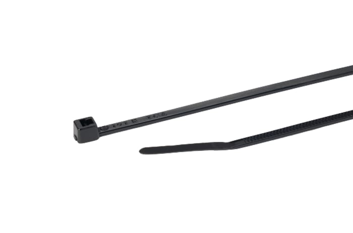 HellermannTyton Cable Tie, 100mm x 2.5 mm, Black Nylon, Pk-100