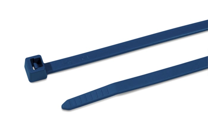 Serre-câble HellermannTyton MCT120R, 380mm x 7.6 mm, Bleu, en Polyamide 6.6 (PA66), x 100