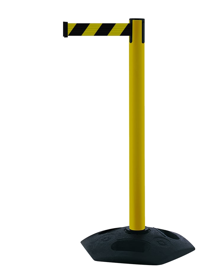 Barrière sécurité Tensator en Plastique, caoutchouc Noir/Jaune, larg. 64mm x Haut. 960mm, Long. 3.65m