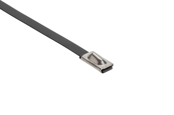 Serre-câble HellermannTyton MBT-FC, 201mm x 4.6 mm, Noir, en Acier inoxydable revêtu de polyester, x 100