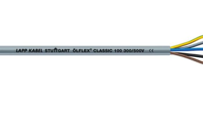 Lapp ÖLFLEX CLASSIC 100 Control Cable, 4 Cores, 1.5 mm² CSA 16 AWG, Unscreened, 50 m, Grey Polyvinyl Chloride Sheath