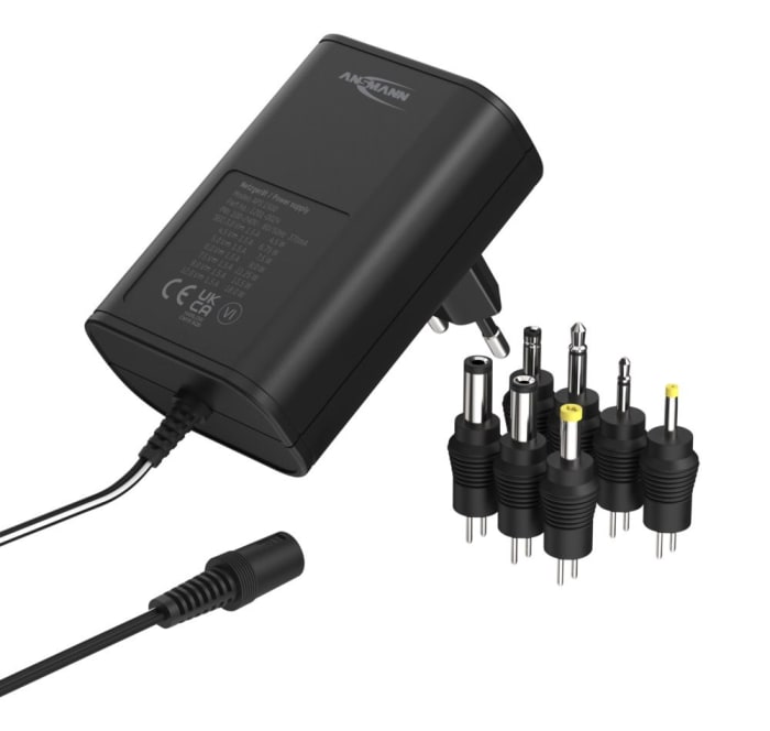 Adaptateur AC/DC, tension réglableV c.c., 1.5A, 18W, Régulée