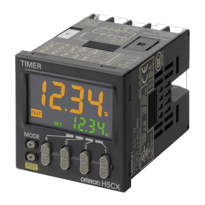 Omron H5CX Series Panel Mount Timer Relay, 12 → 24 V dc, 24V ac, 1-Contact, 0.001 s → 9999h
