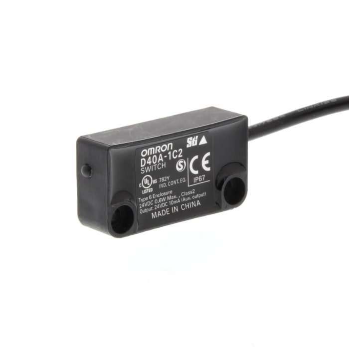 Omron D40A Series Magnetic Non-Contact Safety Switch, 24V dc, Polybutylene Terephthalate Housing, Cable