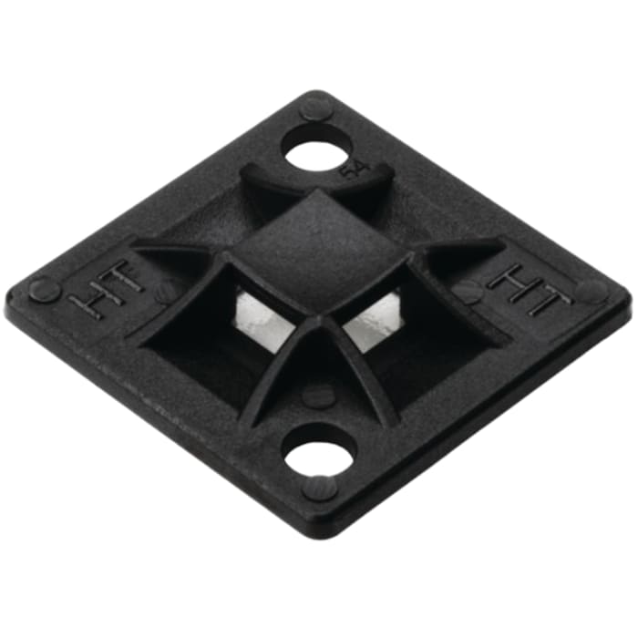 Support de serre-câble HellermannTyton QM autoadhésive, Noir, 20mm x 20 mm, Ø fixation 3.1mm