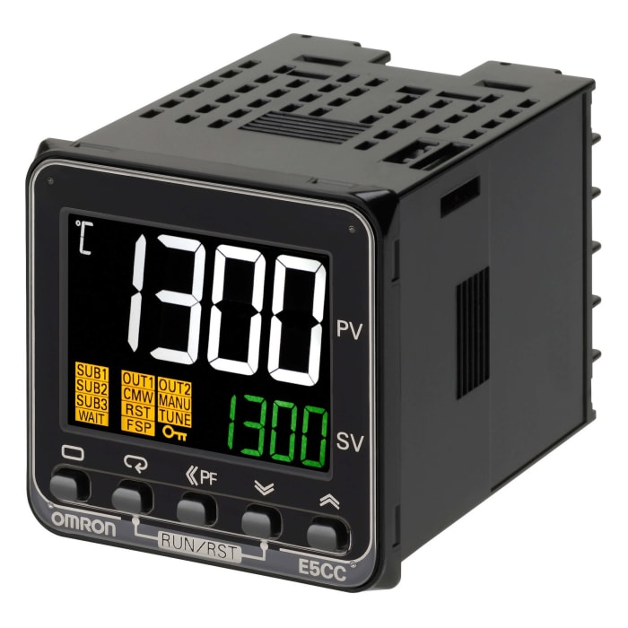 Controlador de temperatura PID Omron serie E5CC, 48 x 48mm, 24 Vac / dc Universal, Termómetro de resistencia de