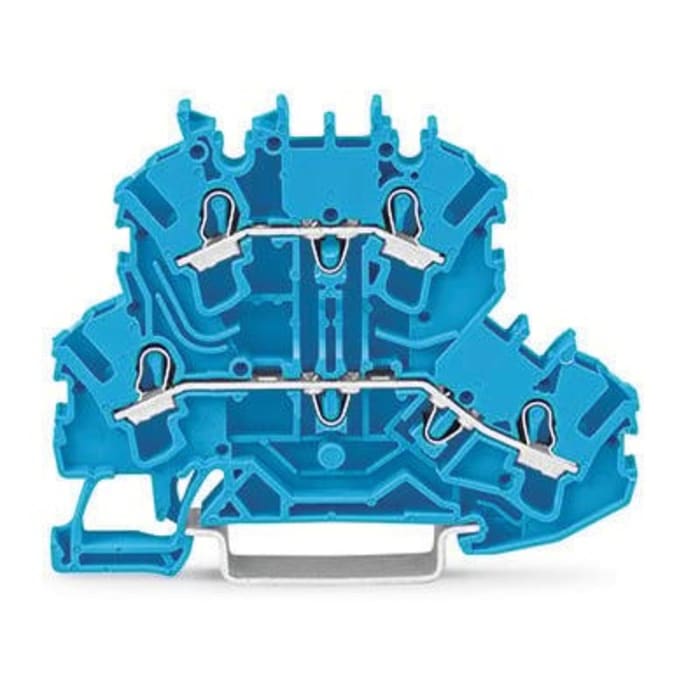 WAGO 2002-2204 TOPJOB S, 2002 Series Blue, 2.5mm², Double-Level, Push-In Cage Clamp Termination, ATEX, IECEx