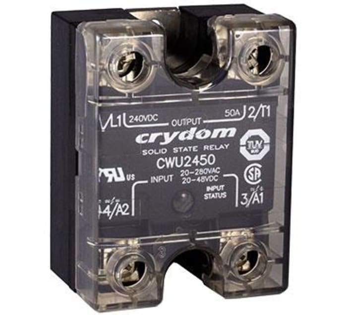 Sensata Crydom CW24 Series Solid State Relay, 50 A Load, Panel Mount, 280 V ac Load, 48 V dc, 280 V ac Control