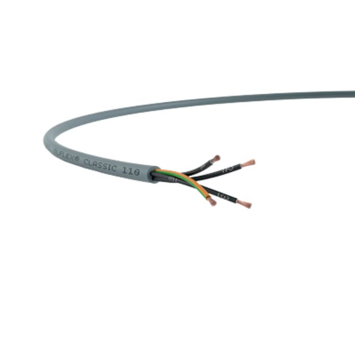 Lapp YY Control Cable, 7 Cores, 1 mm² CSA 17 AWG, Unscreened, 100 m, Grey Polyvinyl Chloride Sheath