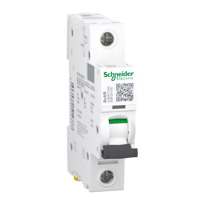 Schneider Electric Acti 9 iC60H MCB, 1P, 40A Curve C, 100 → 133V AC, 72V DC, 10 kA Breaking Capacity
