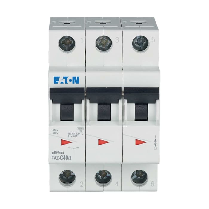 Eaton xEffect MCB, 3P, 40A Curve C, 240 → 415V AC, 10 kA Breaking Capacity