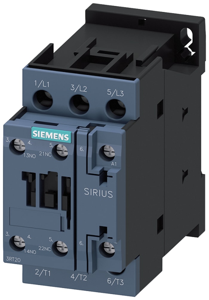 Siemens SIRIUS 3RT Size S0, 3RT2 Contactor, 110 V ac Coil, 3-Pole, 25 A, 11 kW, 3NO, 400 V ac