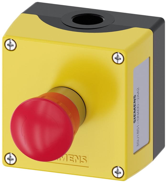 Siemens SIRIUS ACT 3SU18 Series Rotary Lactching Emergency Stop Push Button, Surface Mount, 1NC, IP66, IP67, IP69, IP69K