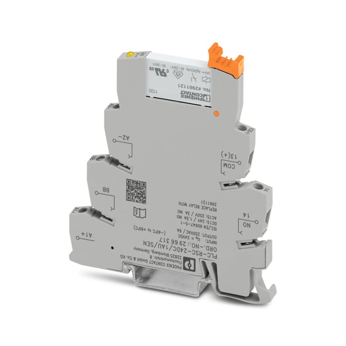Phoenix Contact PLC-RSC- 24DC/ 1AU/SEN Series Relay Module, DIN Rail Mount, 24V dc Coil, SPST, 1-Pole