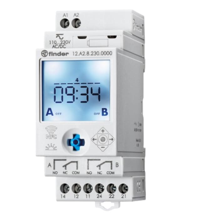 Finder Digital with NFC DIN Rail Time Switch 110 → 230 V ac/dc, 2-Channel