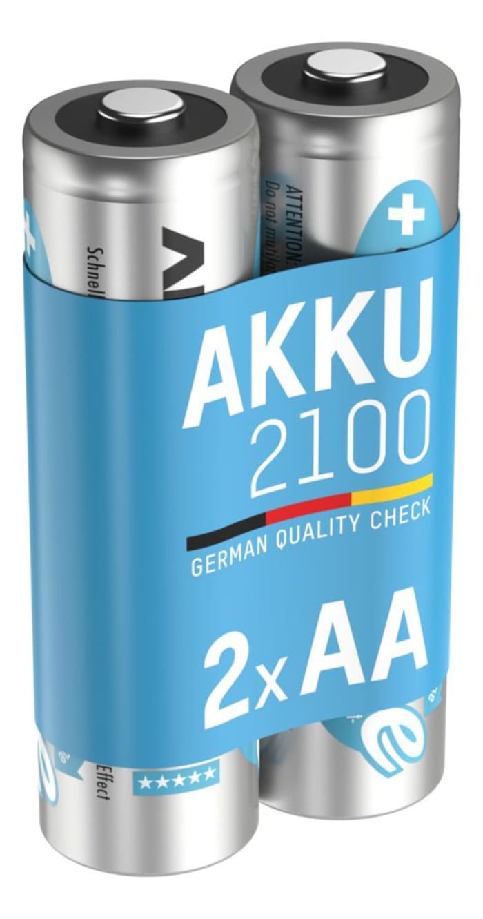 Ansmann MaxE AA NiMH Rechargeable AA Batteries, 2.1Ah, 1.2V - Pack of 2
