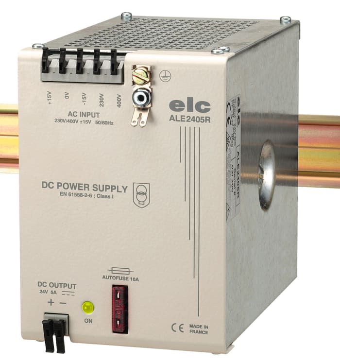 Alimentation pour rail DIN ELC, série ALE DIN RAIL, 24V c.c.out 5A, 120W