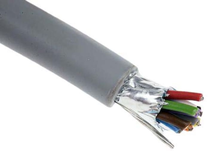 RS PRO Data Cable, 10 Cores, 0.2 mm², Screened, 24 AWG, 100m, Screened Shield