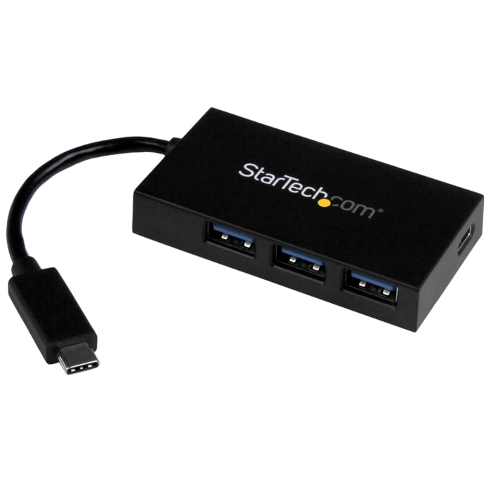 StarTech.com 4 Port USB 3.0 USB A, USB C Hub, AC Adapter Powered, 75 x 40 x 13mm