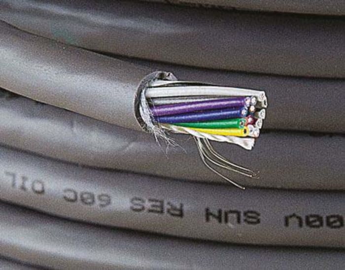 Alpha Wire Xtra-Guard 1 Multicore Industrial Cable, 15 Cores, 0.23 mm², Screened, 100m, Grey PVC Sheath, 24 AWG