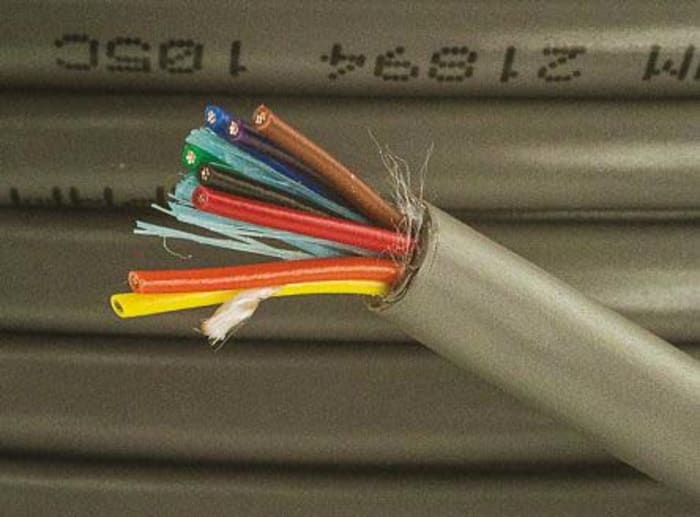 Alpha Wire Xtra-Guard 1 Multicore Industrial Cable, 8 Cores, 0.23 mm², Unscreened, 30m, Grey PVC Sheath, 24 AWG