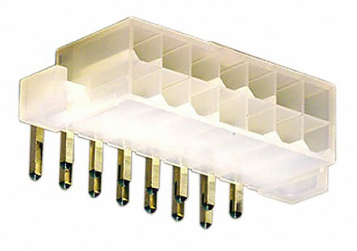 Conector macho para PCB Ángulo de 90° Molex serie Mini-Fit Jr. de 14 vías, 2 filas, paso 4.2mm, para soldar, Montaje en