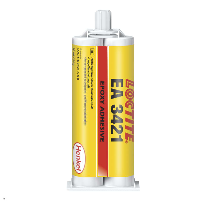 Adhesivo epoxi Transparente amarillo Loctite HYSOL 3421, cartucho doble de 50 ml, cura 240 min.