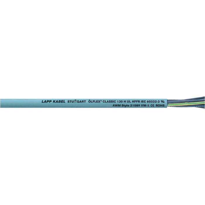 Câble de commande Lapp ÖLFLEX CLASSIC 130 500 V, 2 x 2,5 mm², 13 AWG, gaine en LSZH, Gris LSZH, 100m