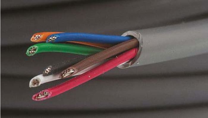 Alpha Wire Alpha Essentials Communication & Control Control Cable, 7 Cores, 0.81 mm², Unscreened, 30m, Grey PVC Sheath,