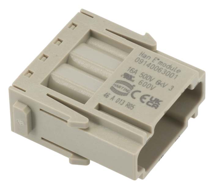HARTING Heavy Duty Power Connector Module, 16 A, HAN Modular Series Male, 6 Contacts