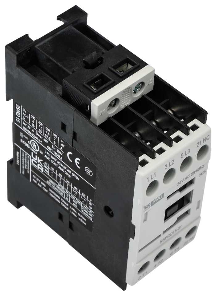 Contactor RS PRO de 3 Polos, 1 NC, 15 A, bobina 24V ac 24V ac, 7.5 kW