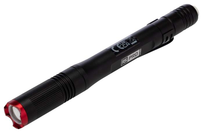 RS PRO LED Torch Black, Red 180 lm, 147 mm