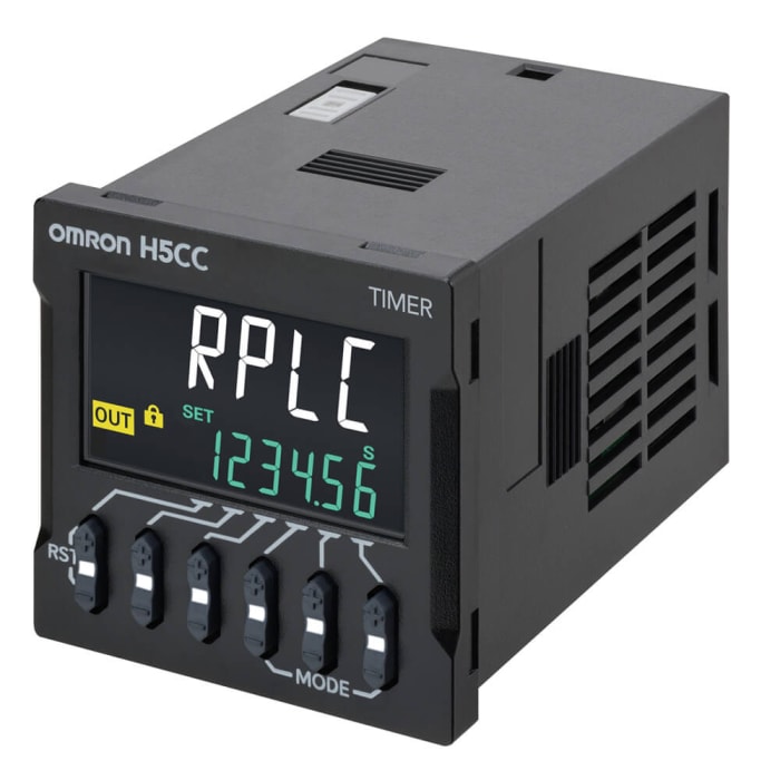 Relé temporizador 2 Montaje Enrasado Omron H5CC, 1 contactos 12 to 48 V dc 12V ac, 48 V ac, SPDT, null