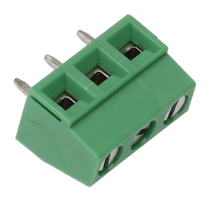 Phoenix Contact MKDSN 1.5/3-5.08 Series PCB Terminal Block, 3-Contact, 5.08 mm Pitch, Wave Soldering Mount, 1 Row