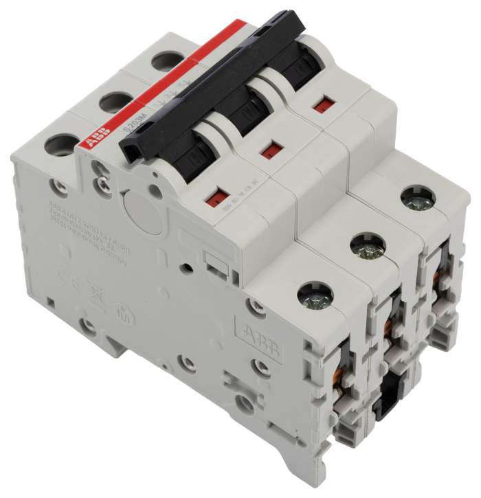 Disjoncteur miniature System Pro M Compact S200M, 10A ABB 3 pôles Type D 400V c.a. 125 V c.c., pouvoir de coupure 10 kA
