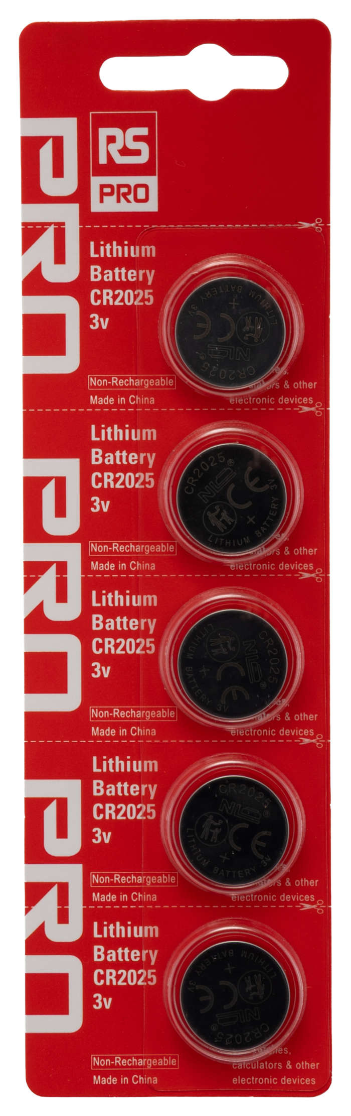 RS PRO CR2025 Button Battery, 3 V, 20 mm Diameter, 5 Pack