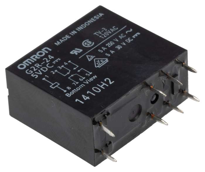 Aratas PCB Power Relay, 5V dc Coil, 4A Switching Current, DPDT
