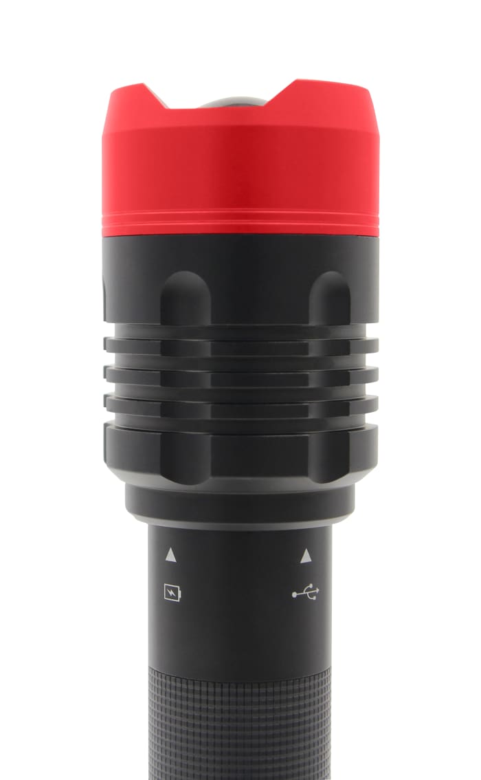 RS PRO | RS PRO LED Torch Black, Red Rechargeable 10000 lm, 267 mm ...