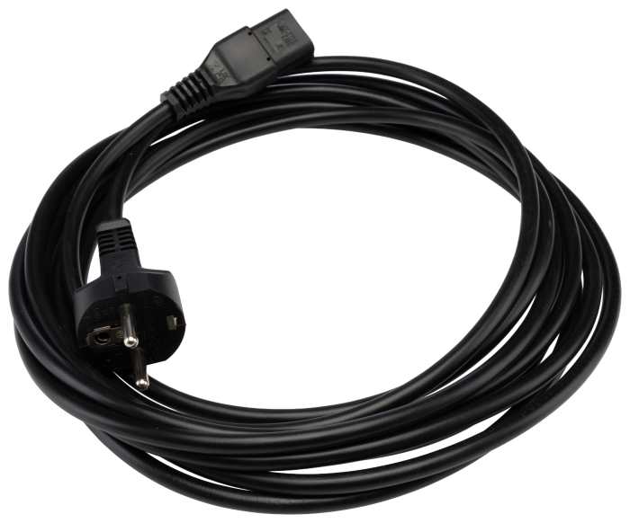 RS PRO IEC C13, Straight to CEE, CEE 7, Straight Power Cord, 5 m Black Polyvinyl Chloride
