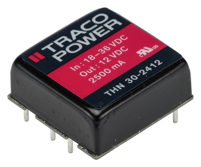 TRACOPOWER THN 30 DC/DC Converter, 12V dc/ 2.5 A, 36V dc Input, 18V Input 30 W, PCB, 80 °C Max Temp -40 °C Min Temp,