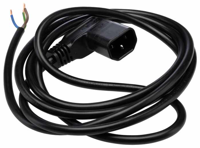 RS PRO Unterminated to Male Power Cable, 2 m Black Polyvinyl Chloride