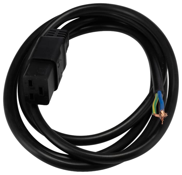 RS PRO Unterminated to Power Cable, 2 m Black Polyvinyl Chloride
